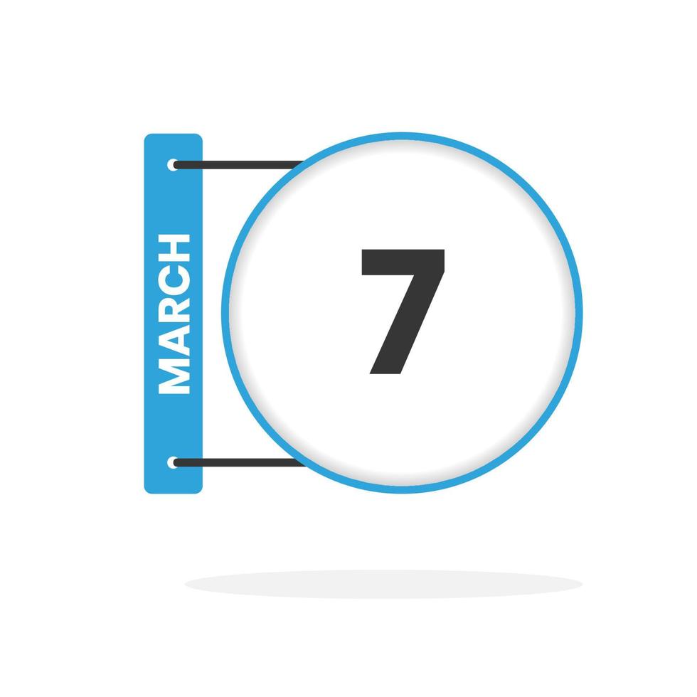 March 7 calendar icon. Date,  Month calendar icon vector illustration