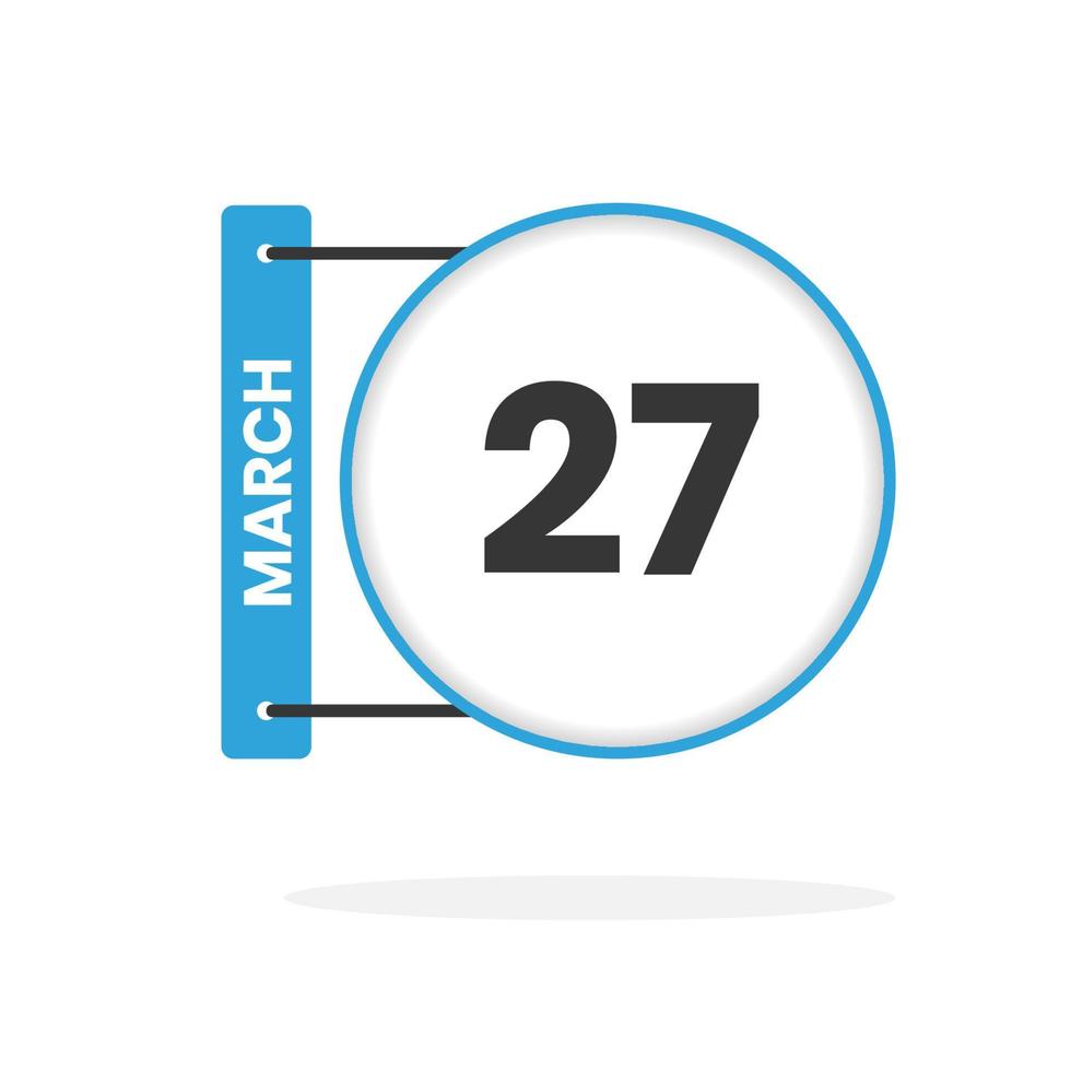 March 27 calendar icon. Date,  Month calendar icon vector illustration