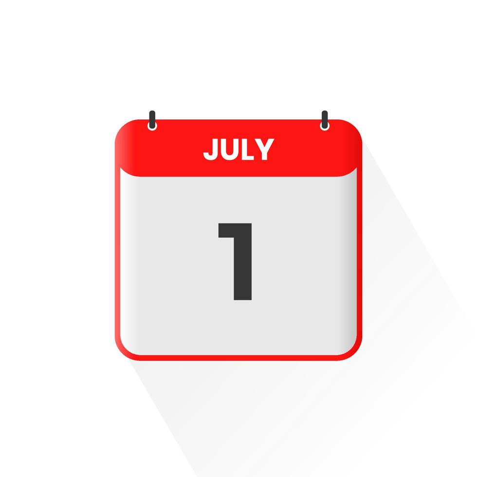 1st July calendar icon. July 1 calendar Date Month icon vector illustrator