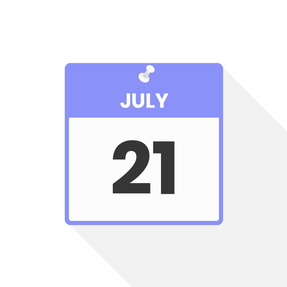 July 21 calendar icon. Date,  Month calendar icon vector illustration