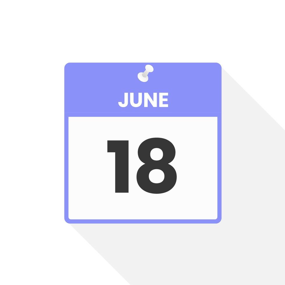 June 18 calendar icon. Date,  Month calendar icon vector illustration