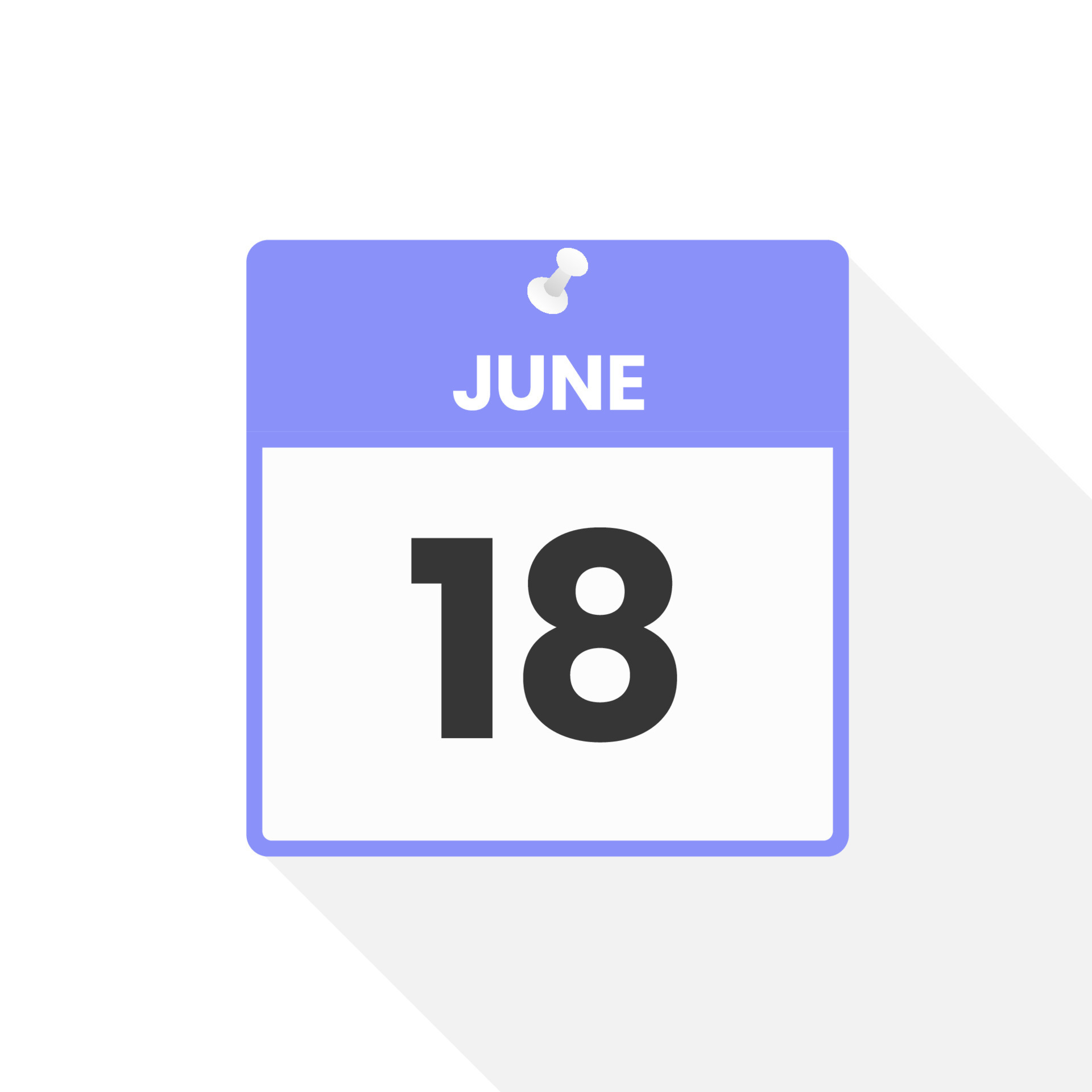 June 18 calendar icon. Date, Month calendar icon vector illustration 