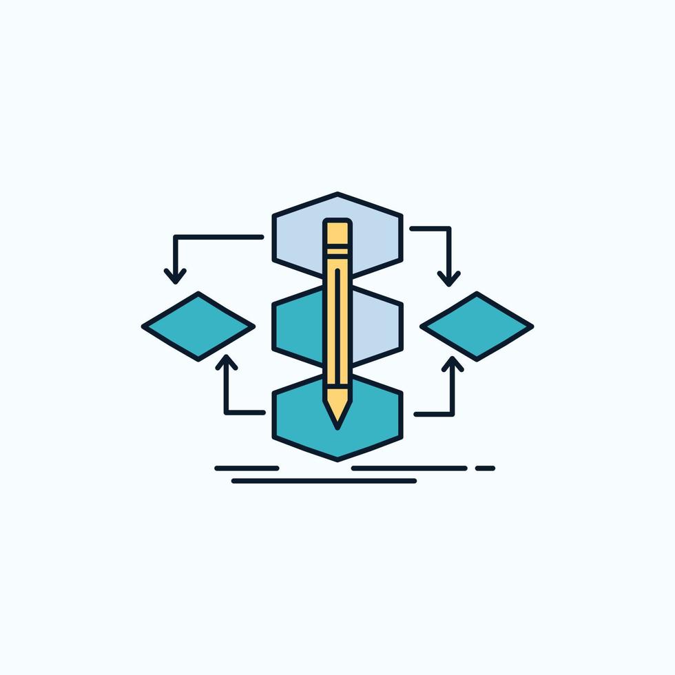 Algorithm. design. method. model. process Flat Icon. green and Yellow sign and symbols for website and Mobile appliation. vector illustration