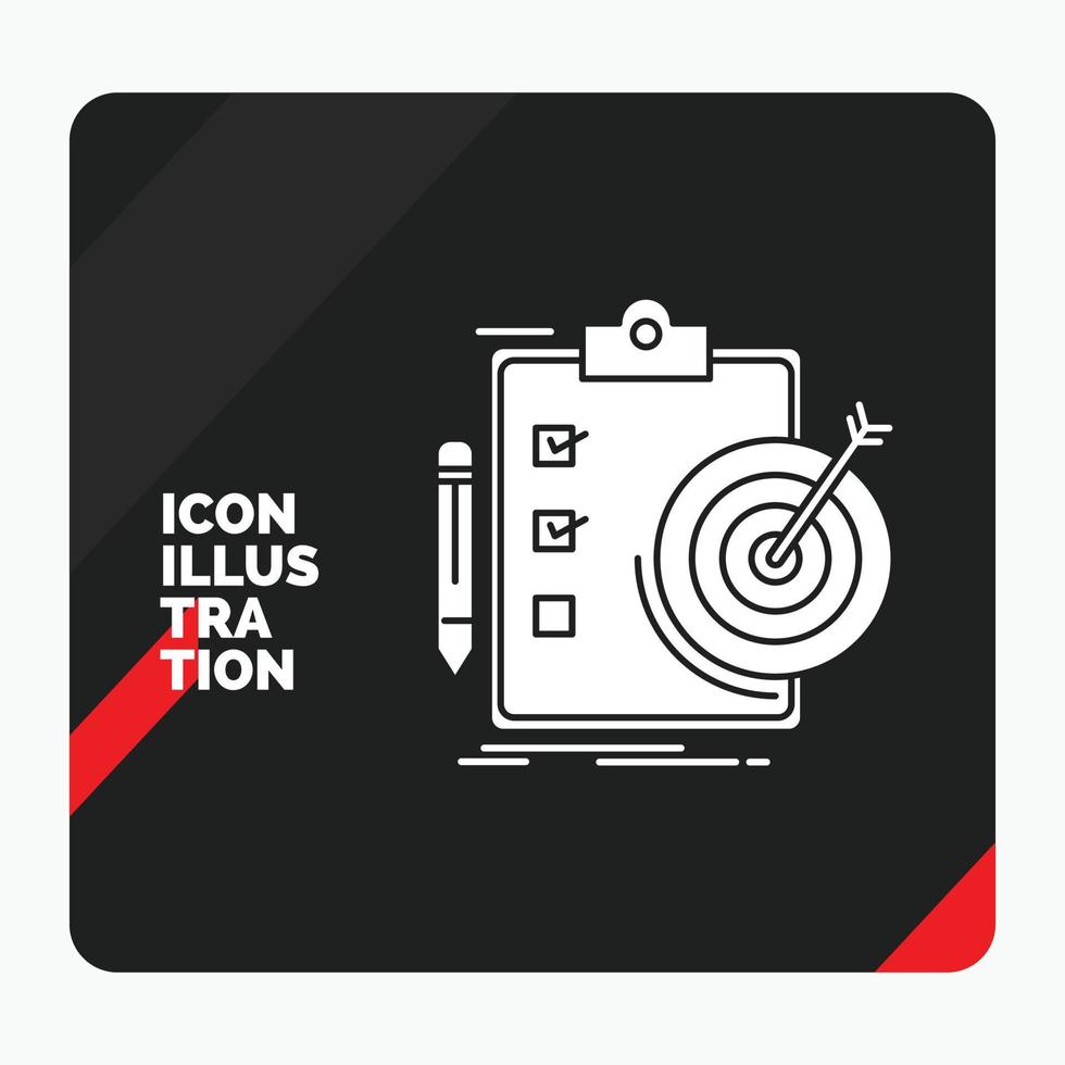 Red and Black Creative presentation Background for goals. report. analytics. target. achievement Glyph Icon vector