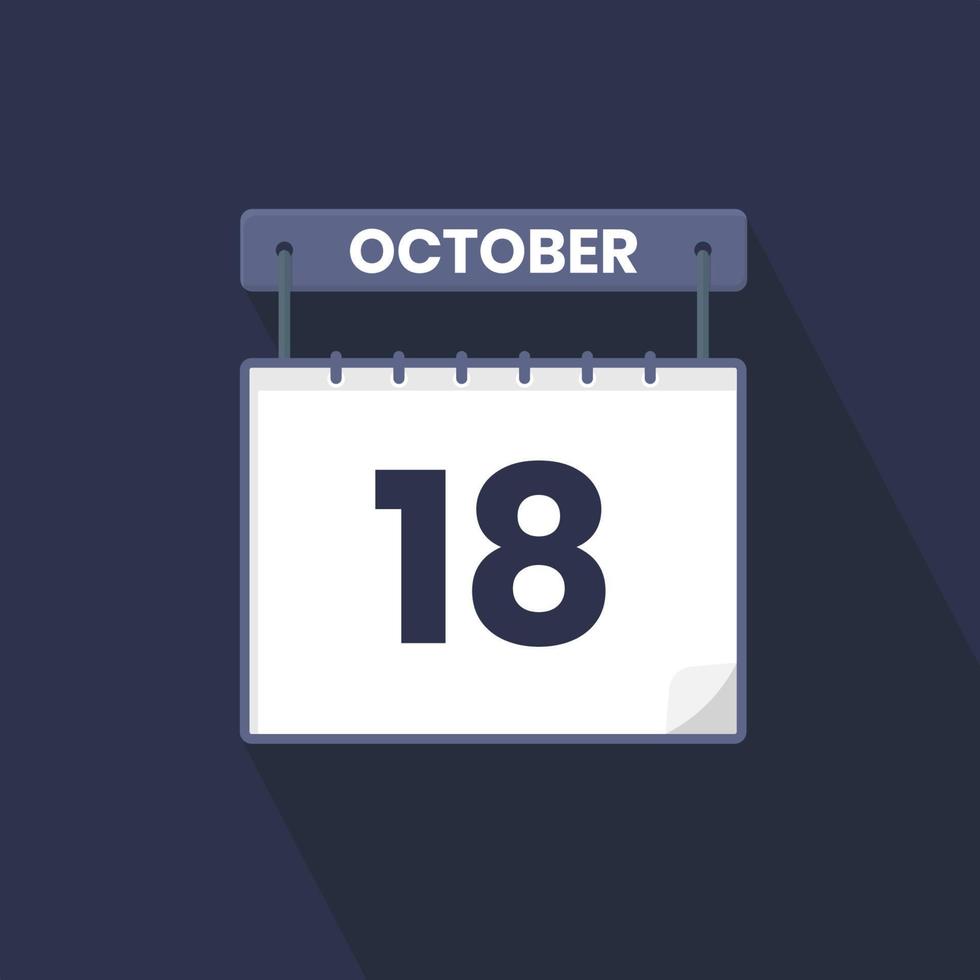 18th October calendar icon. October 18 calendar Date Month icon vector illustrator