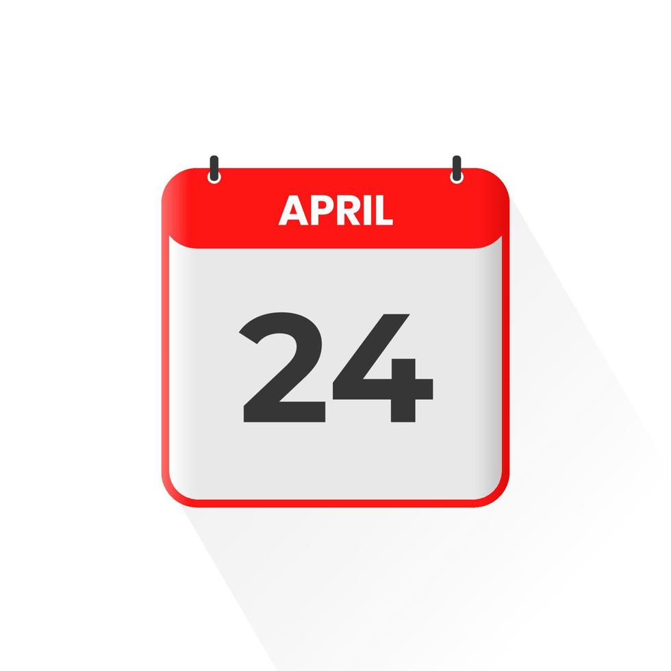 24th April calendar icon. April 24 calendar Date Month icon vector illustrator