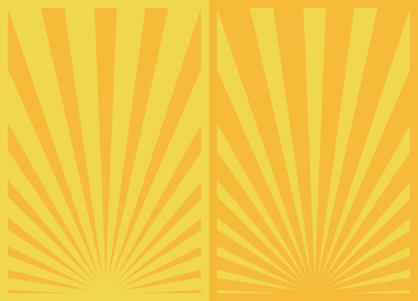 Vintage Yellow Sunburst Stripes Poster Set, Template With Rays Centered at the Bottom. Retro Inspired Cartoon Vertical Posters. vector