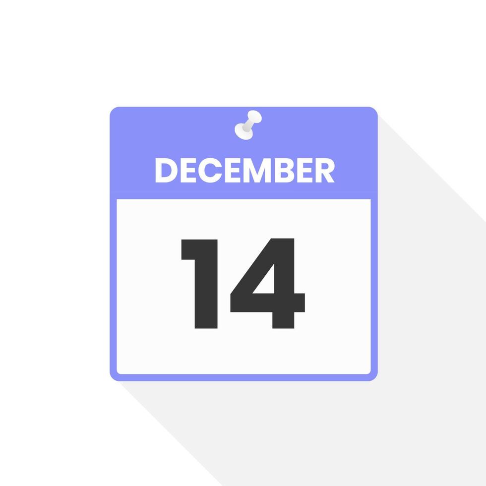 December 14 calendar icon. Date,  Month calendar icon vector illustration