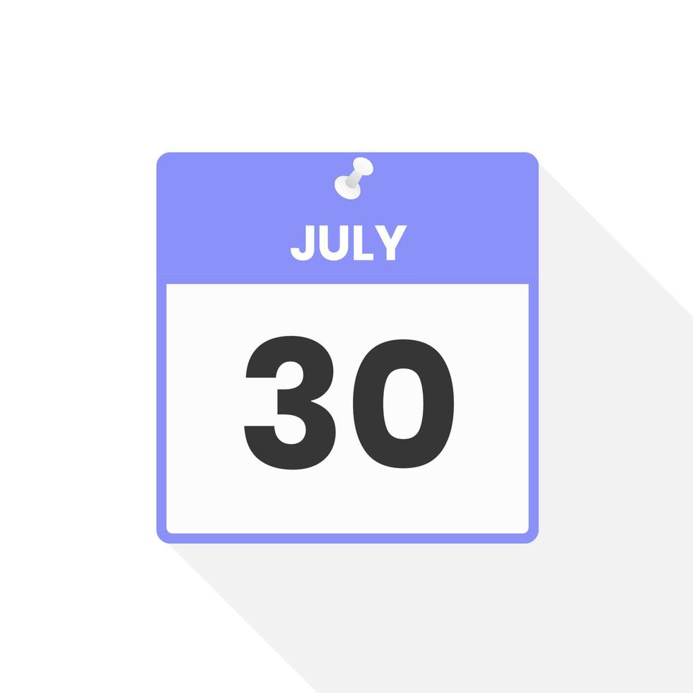 July 30 calendar icon. Date,  Month calendar icon vector illustration