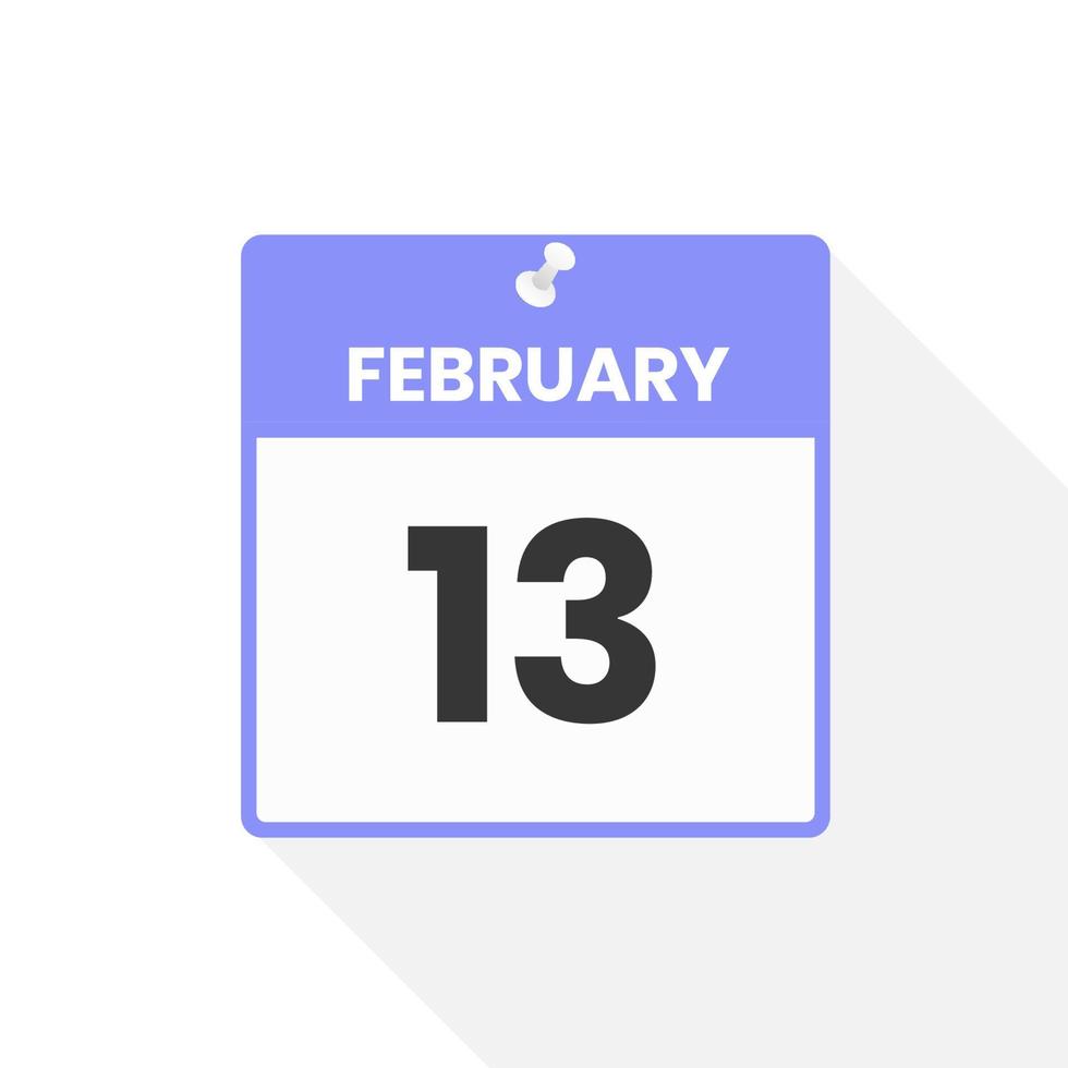 February 13 calendar icon. Date,  Month calendar icon vector illustration