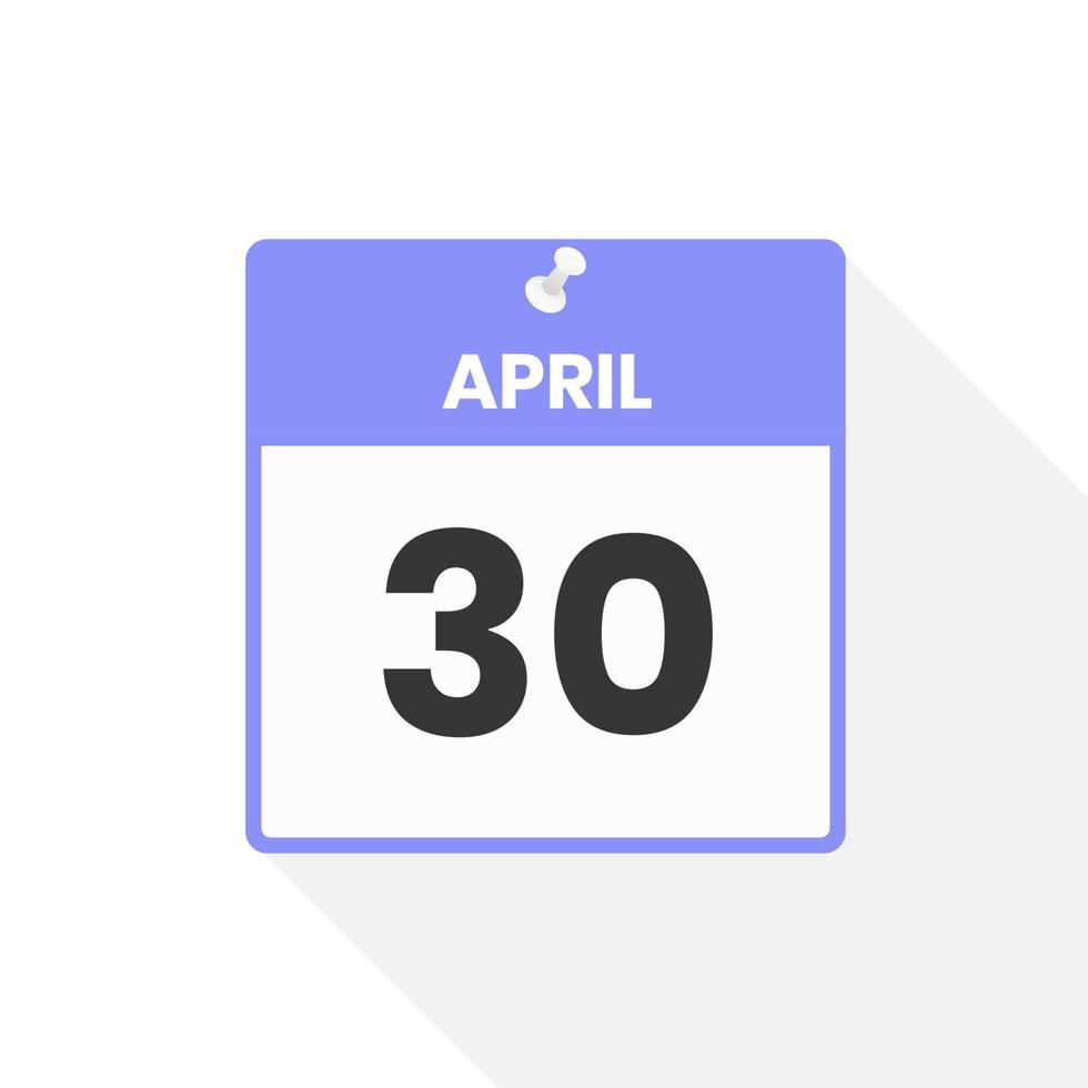 April 30 calendar icon. Date,  Month calendar icon vector illustration