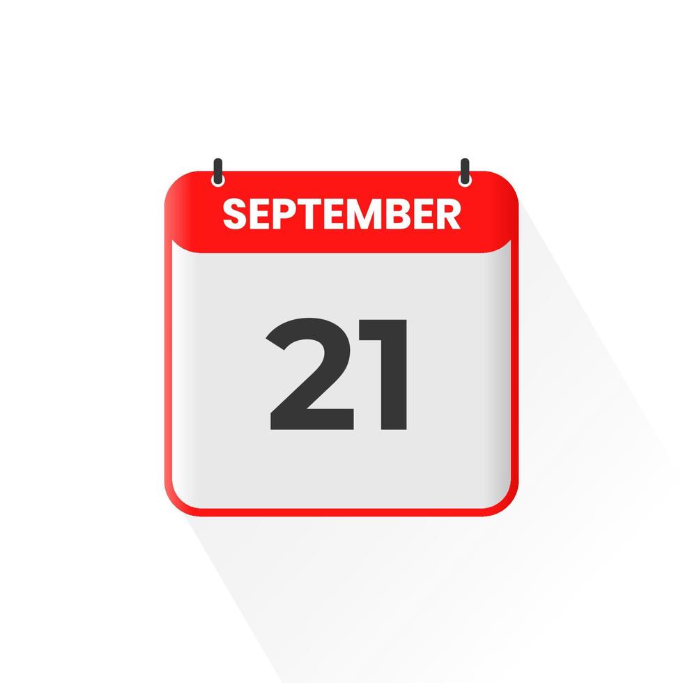 Icono del calendario del 21 de septiembre. 21 de septiembre calendario fecha mes icono vector ilustrador