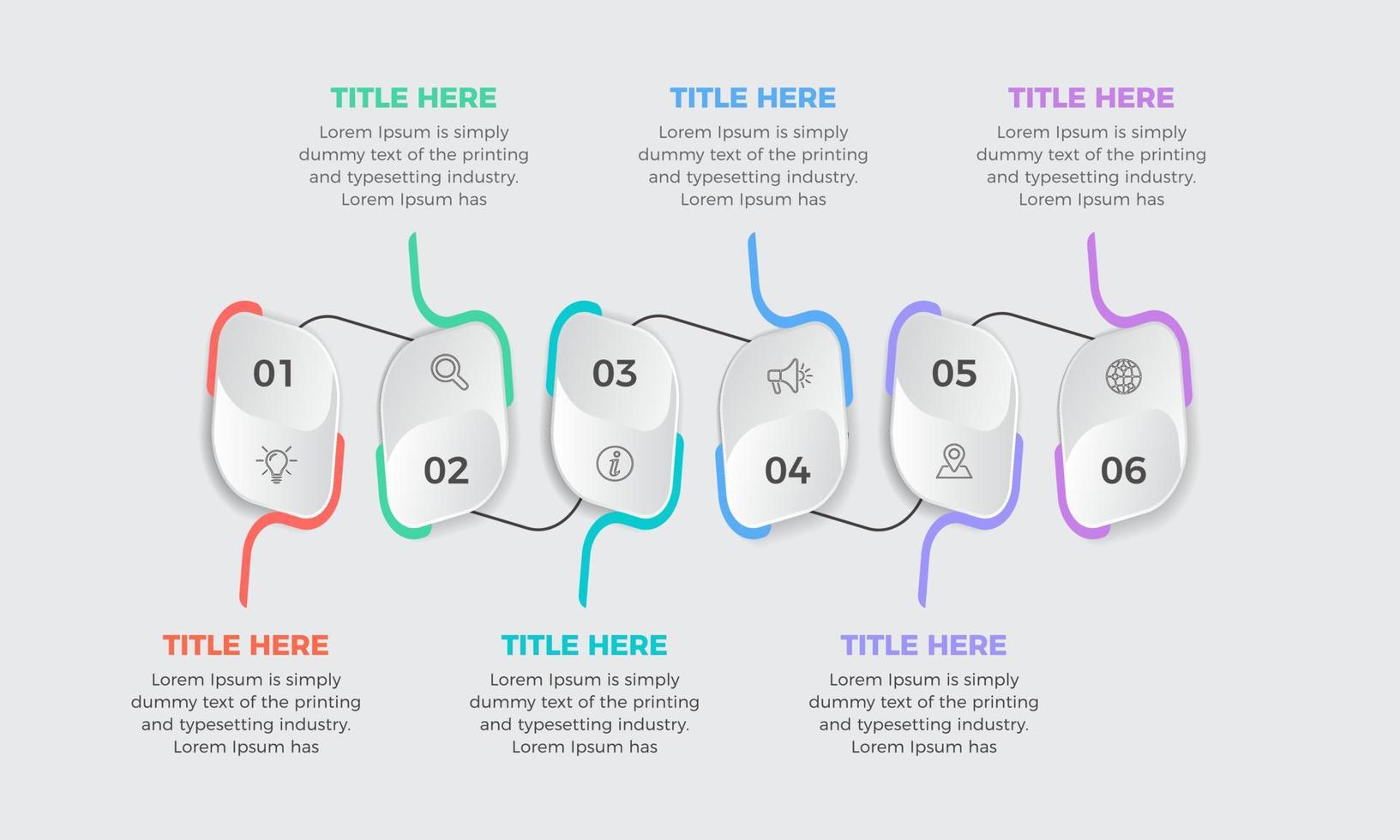 Business data visualization chart. infographic elements, diagram with 6 steps, options, parts or processes. Creative concept for infographic. Infographic business template for presentation vector