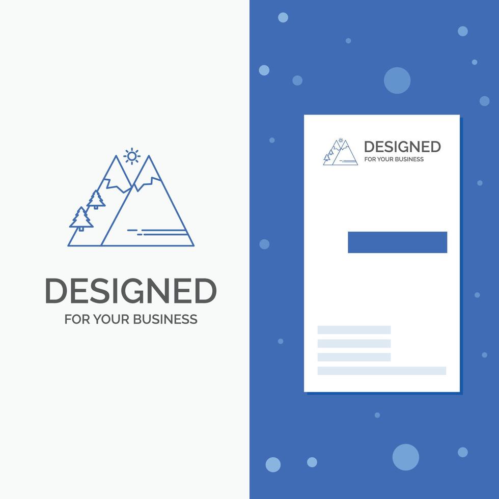 Business Logo for Mountains. Nature. Outdoor. Sun. Hiking. Vertical Blue Business .Visiting Card template vector