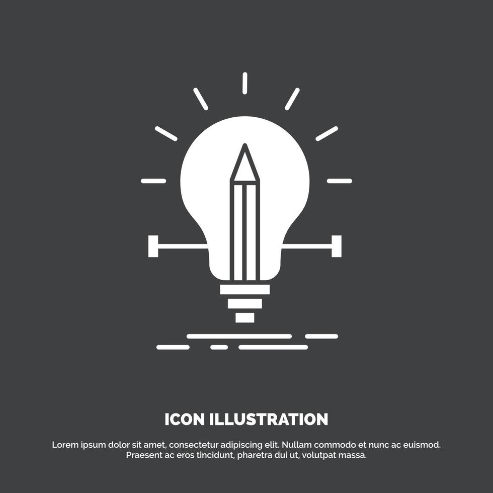 bulb. creative. solution. light. pencil Icon. glyph vector symbol for UI and UX. website or mobile application