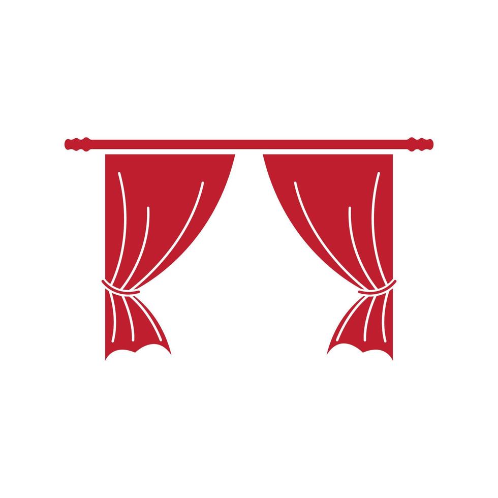 Red curtain cornice decor domestic fabric interior vector