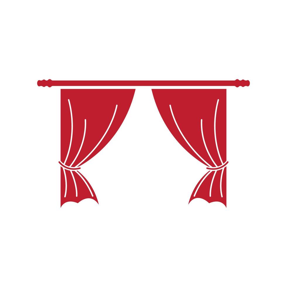 Red curtain cornice decor domestic fabric interior vector