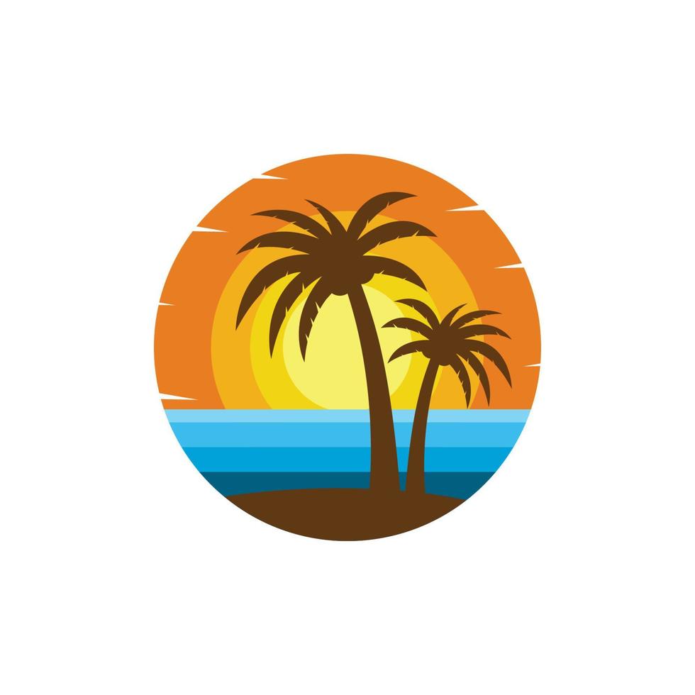 Palm tree summer logo template vector