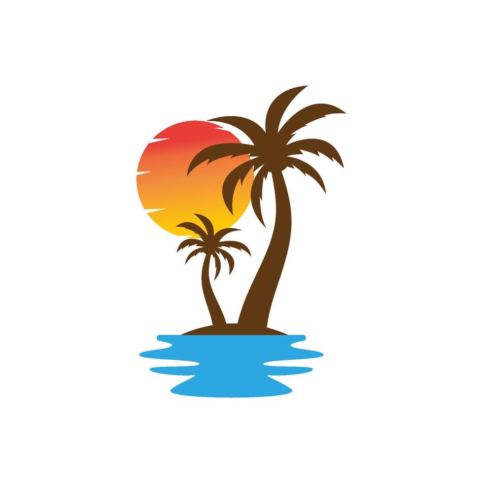 Palm tree summer logo template vector