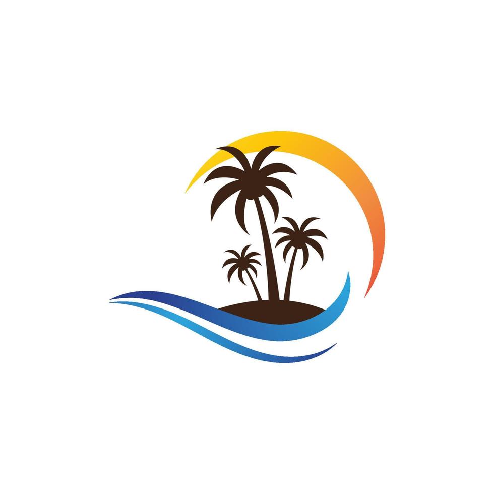 Palm tree summer logo template vector