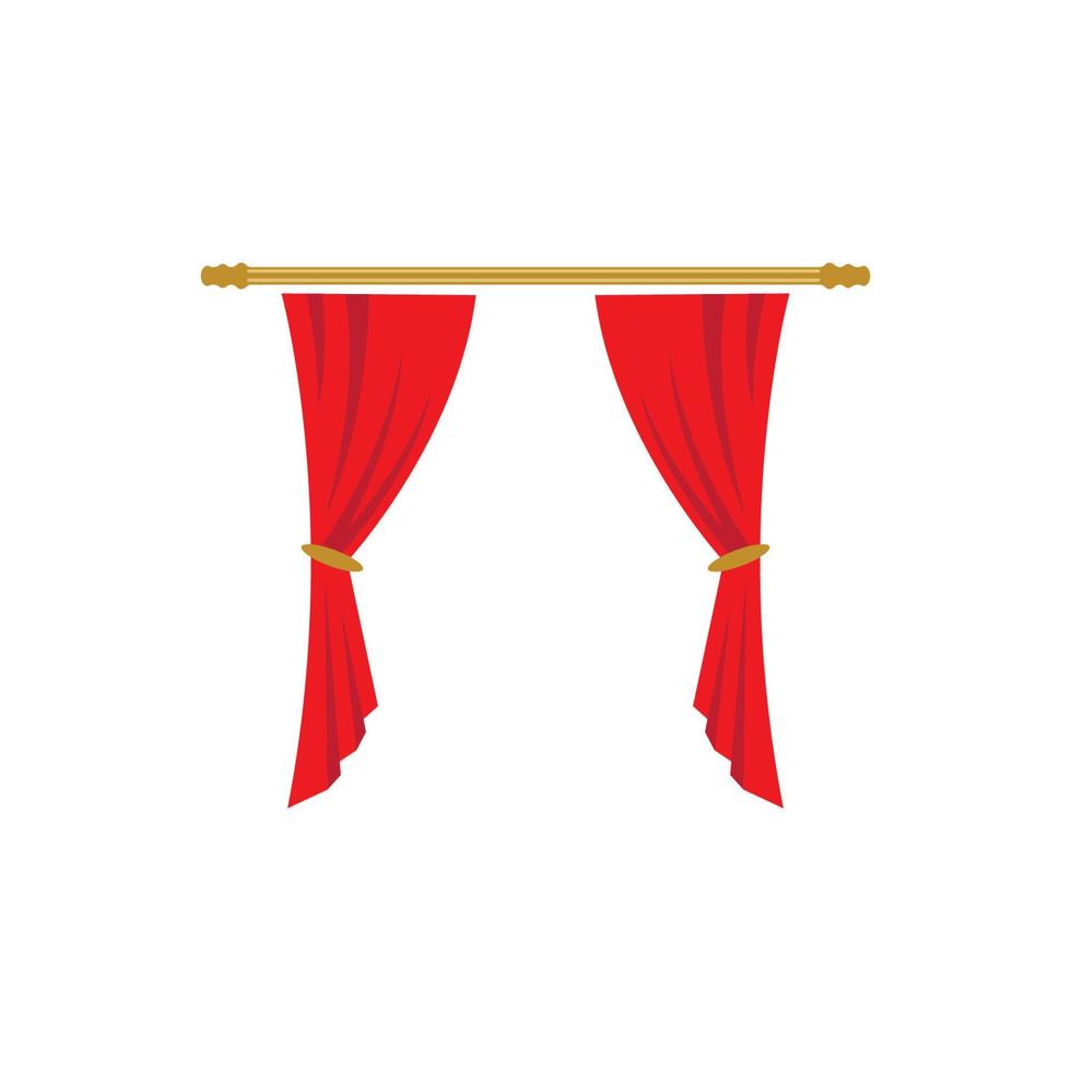 Red curtain cornice decor domestic fabric interior vector