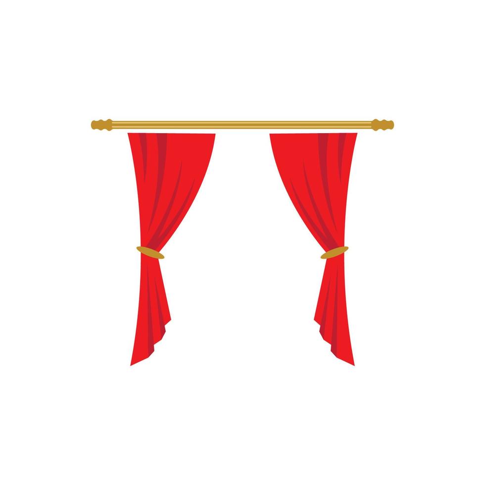 Red curtain cornice decor domestic fabric interior vector