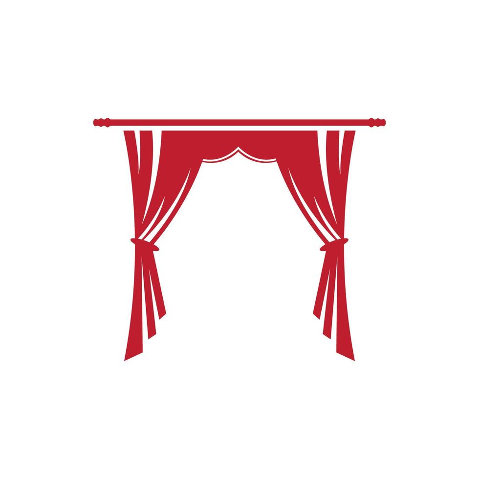 Red curtain cornice decor domestic fabric interior vector