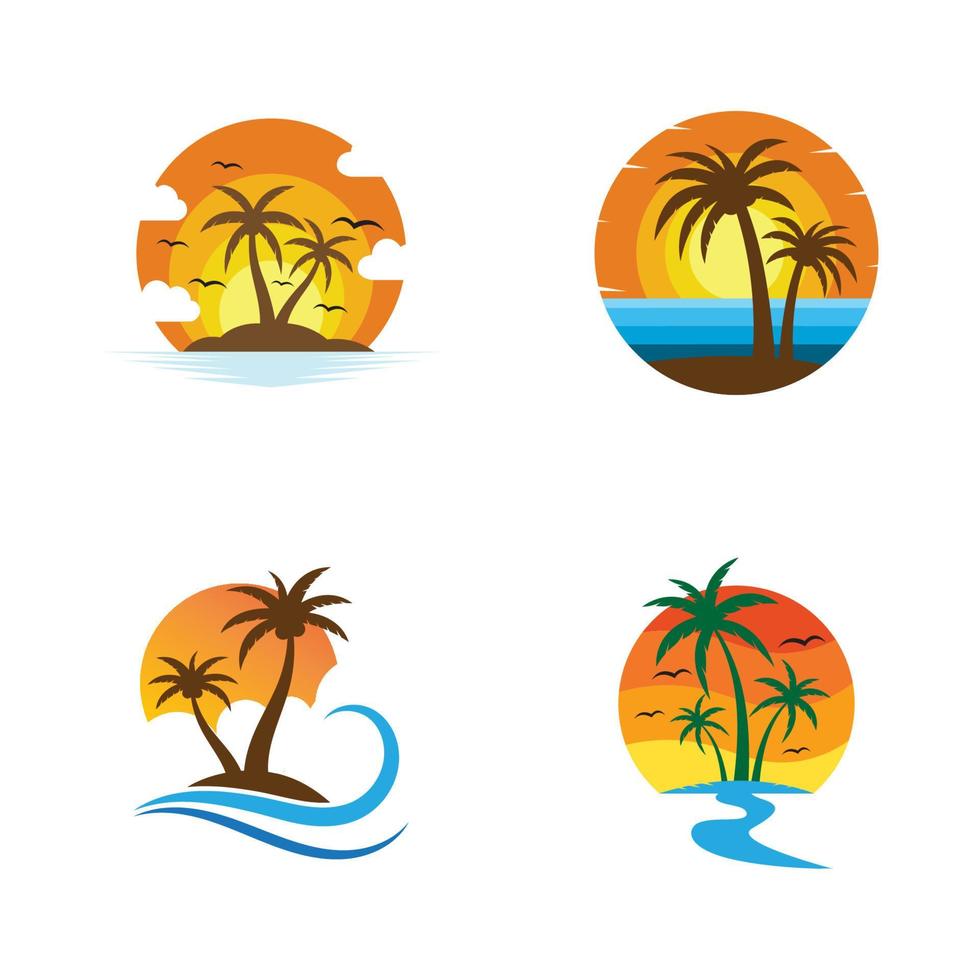 Palm tree summer logo template vector