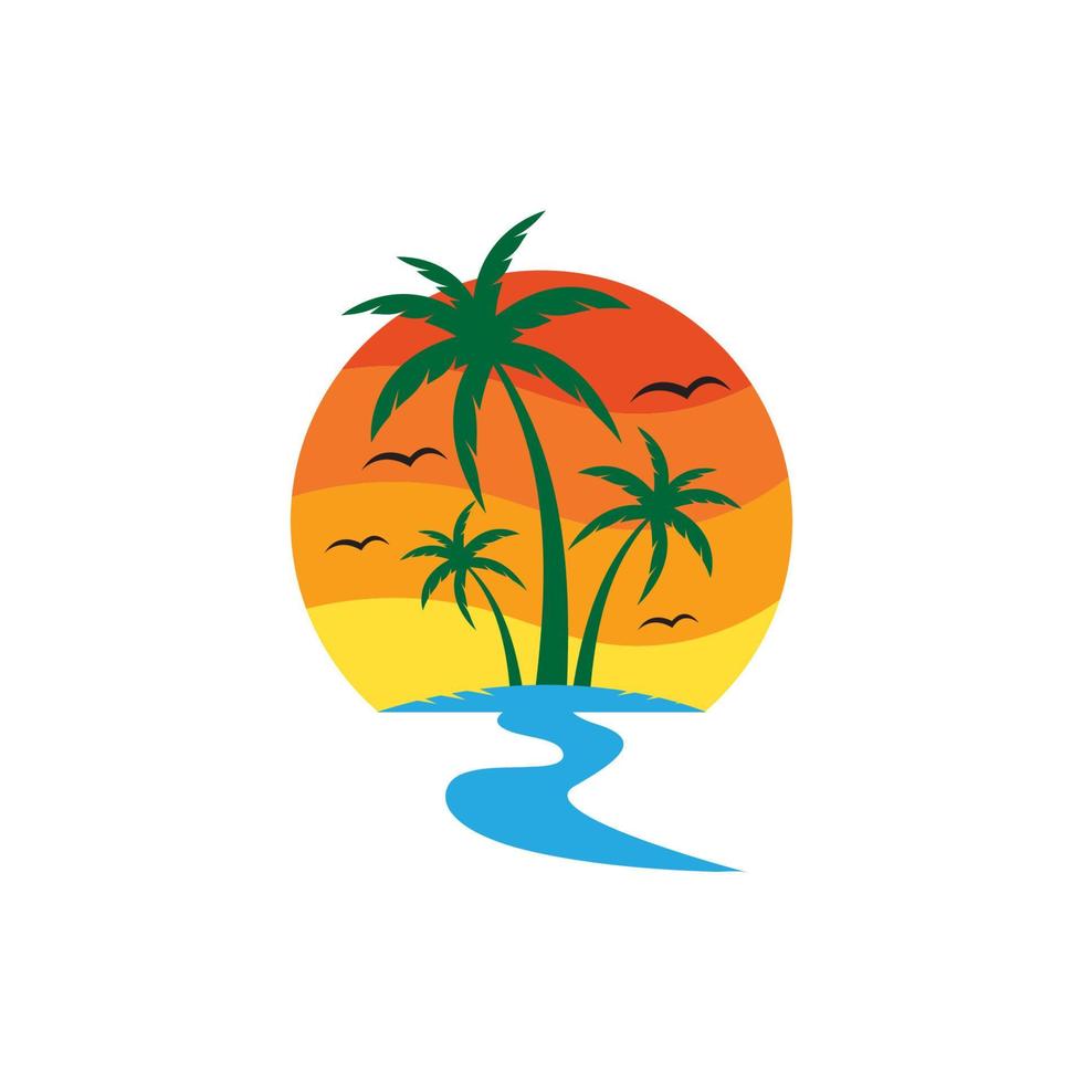 Palm tree summer logo template vector