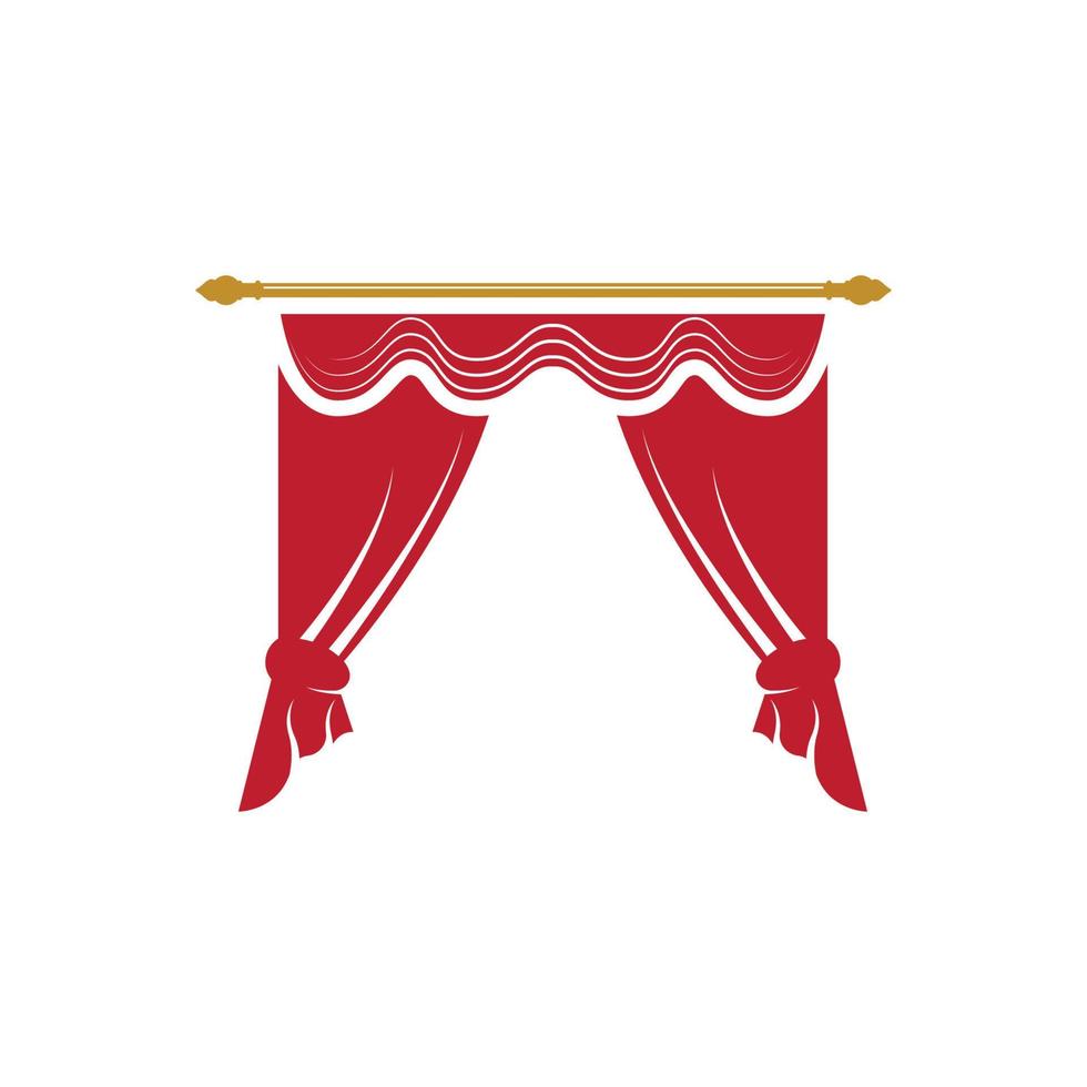Red curtain cornice decor domestic fabric interior vector