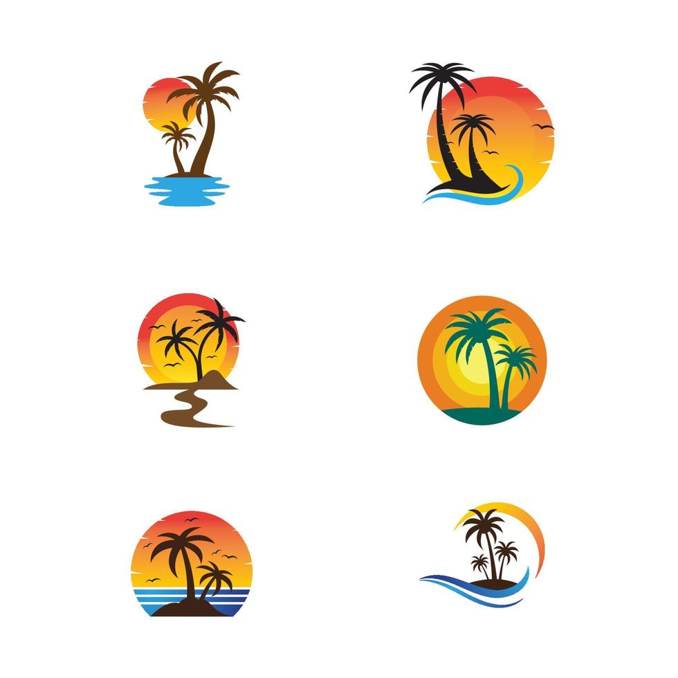 Palm tree summer logo template vector