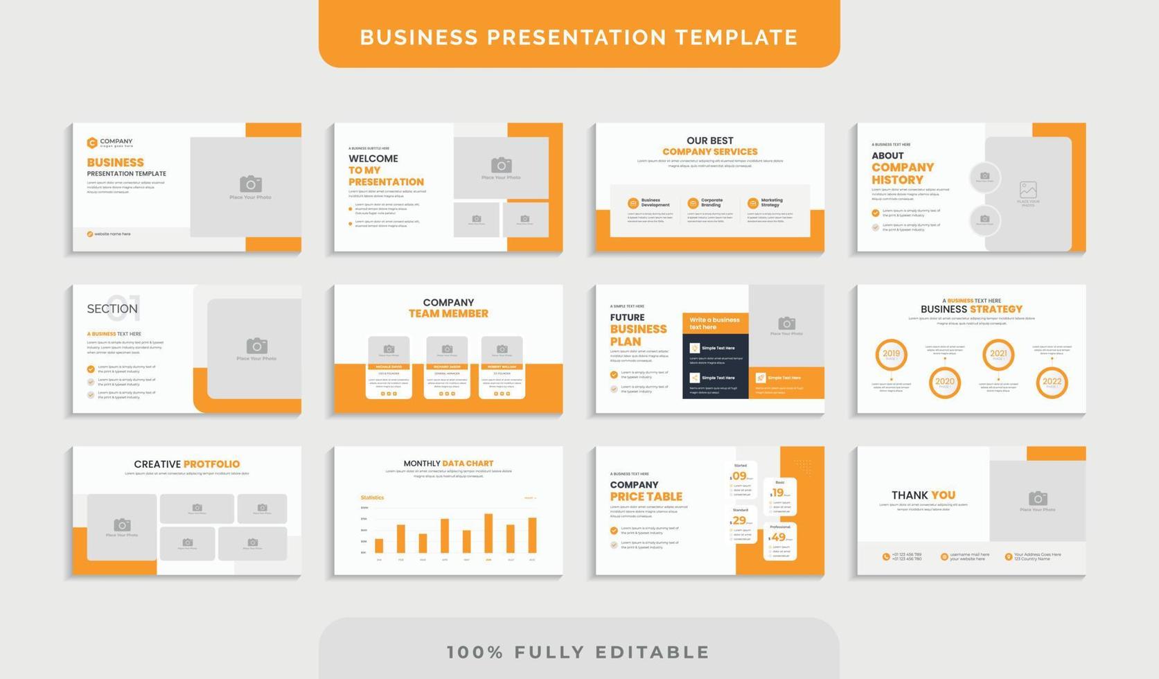 Minimal business slides presentation template vector
