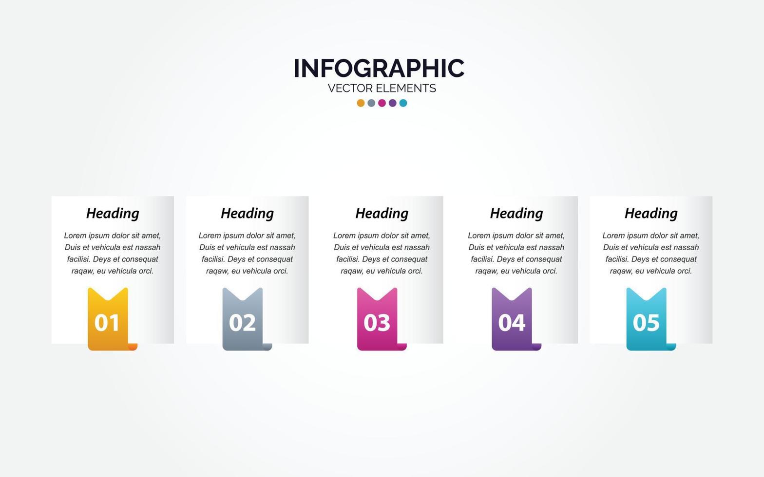 Timeline 5 options Horizontal Infographic for presentations workflow process diagram flow chart report vector