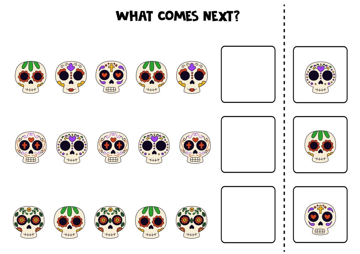 What comes next game with Mexican skulls. vector