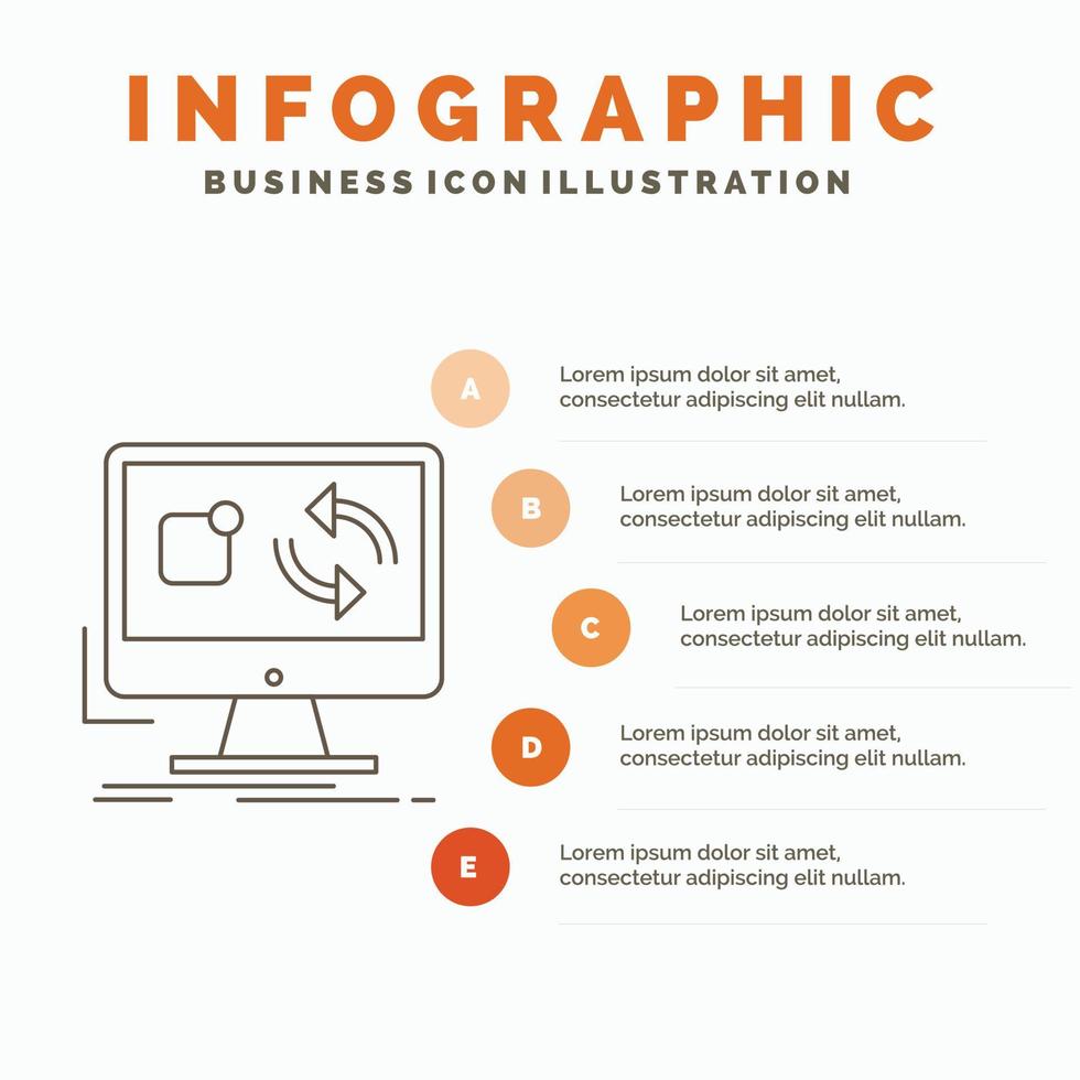 update. app. application. install. sync Infographics Template for Website and Presentation. Line Gray icon with Orange infographic style vector illustration