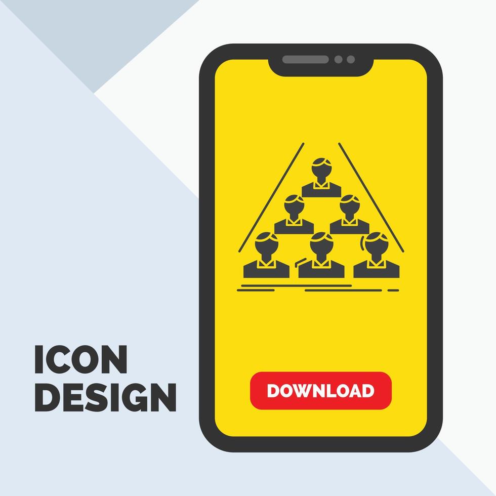 team. build. structure. business. meeting Glyph Icon in Mobile for Download Page. Yellow Background vector