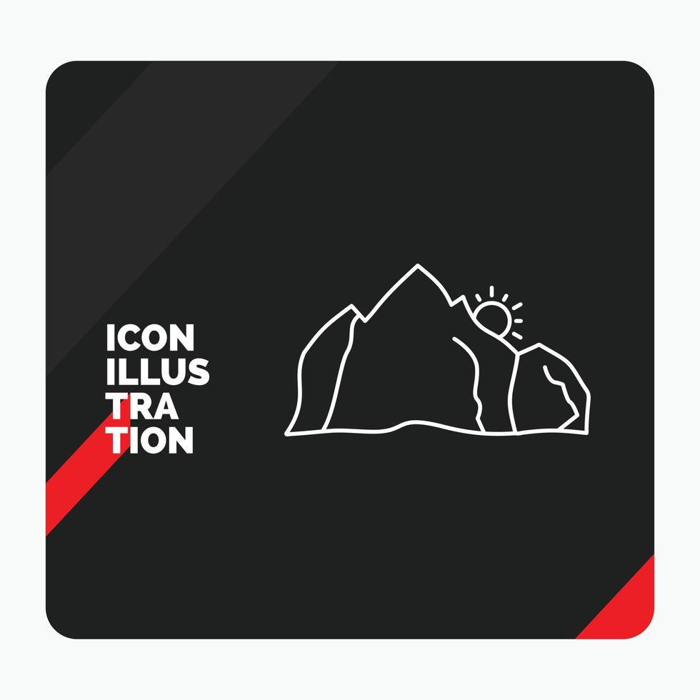 Red and Black Creative presentation Background for hill. landscape. nature. mountain. scene Line Icon vector