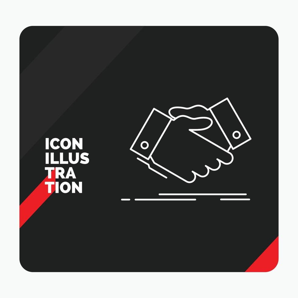 Red and Black Creative presentation Background for handshake. hand shake. shaking hand. Agreement. business Line Icon vector