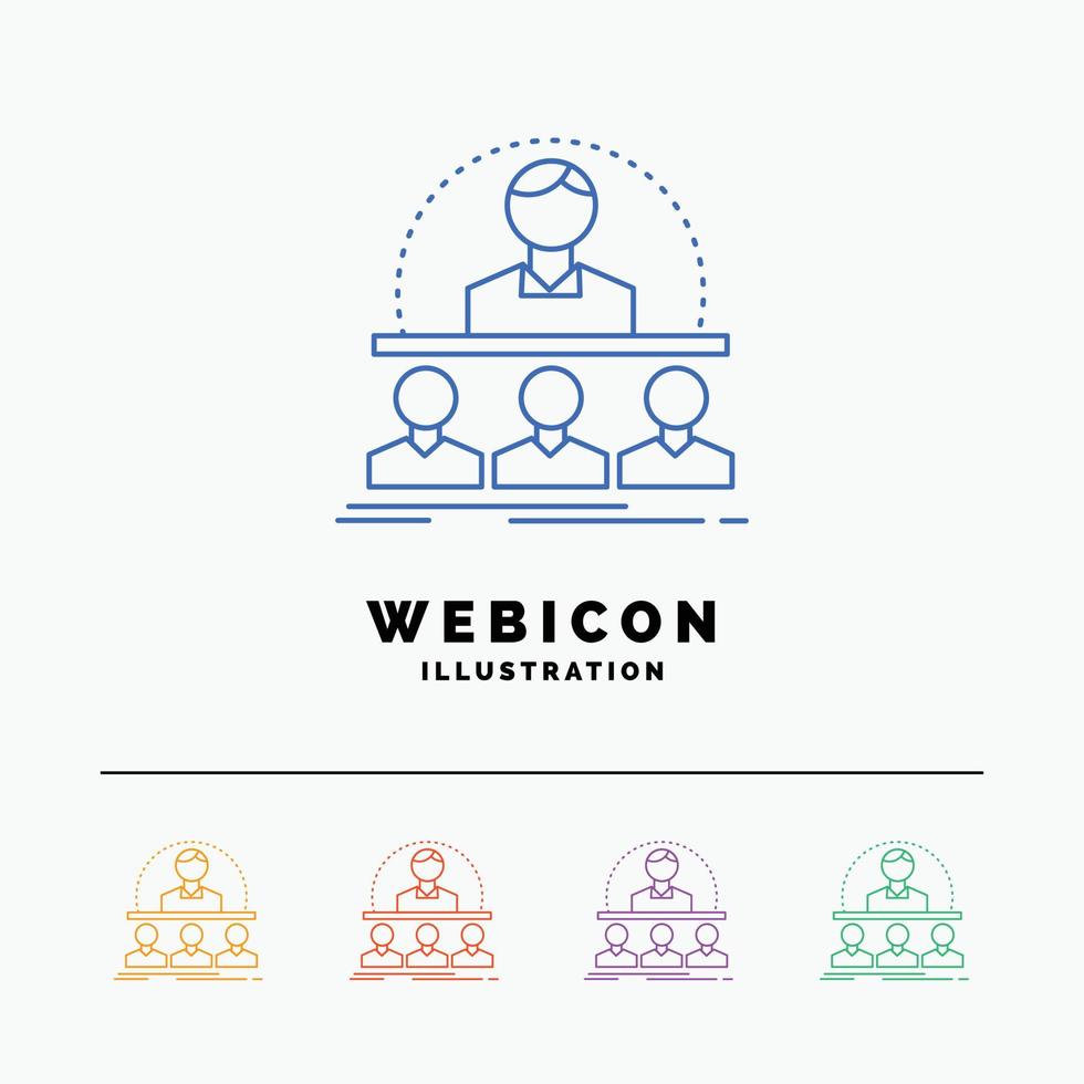 Business. coach. course. instructor. mentor 5 Color Line Web Icon Template isolated on white. Vector illustration