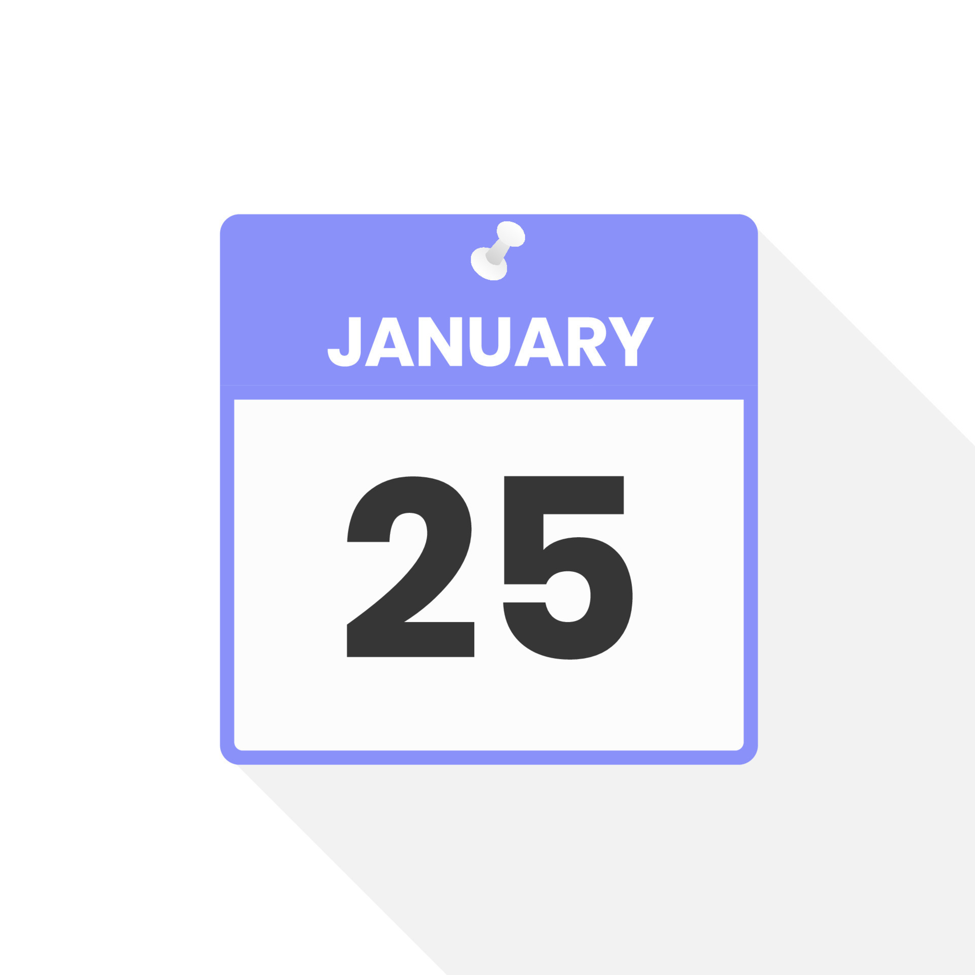 January 25 calendar icon. Date, Month calendar icon vector illustration