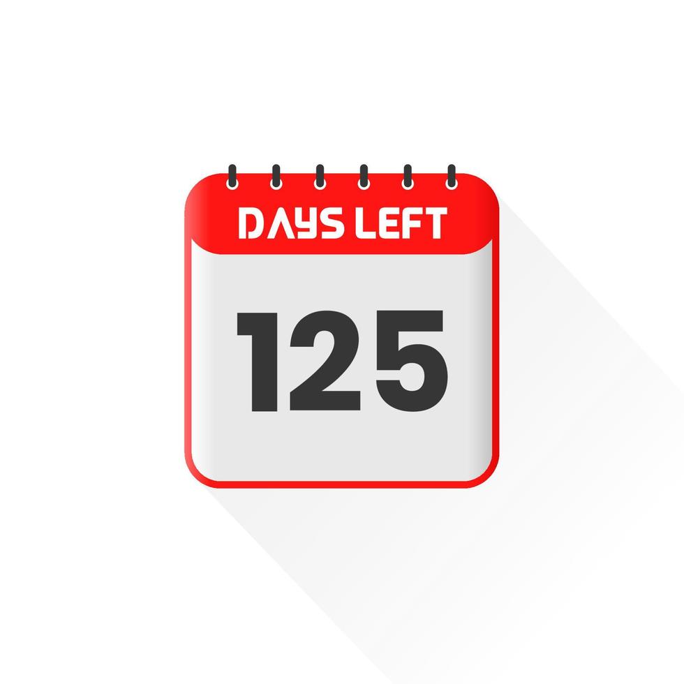 Countdown icon 125 Days Left for sales promotion. Promotional sales banner 125 days left to go vector