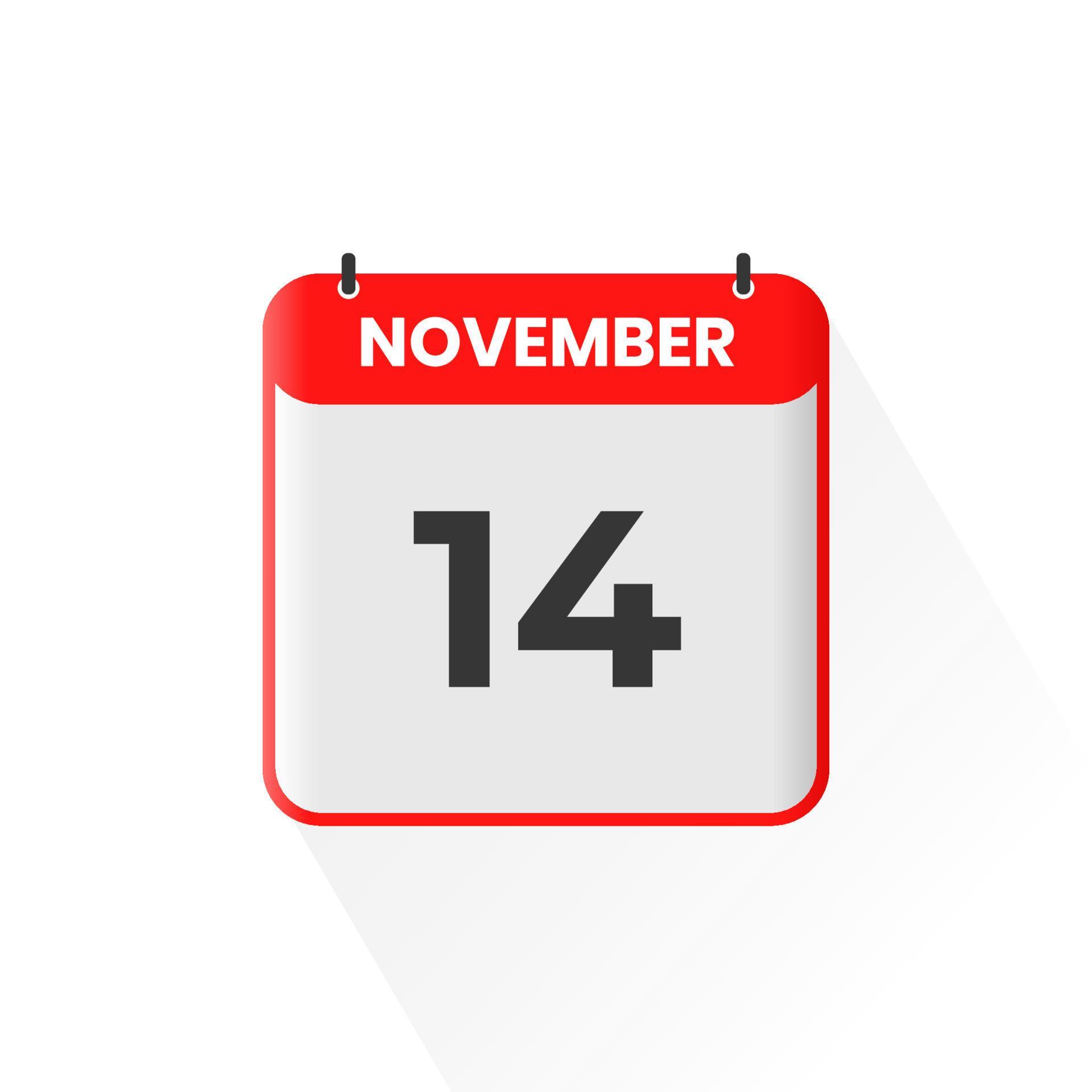 Icono del calendario del 14 de noviembre. 14 de noviembre calendario