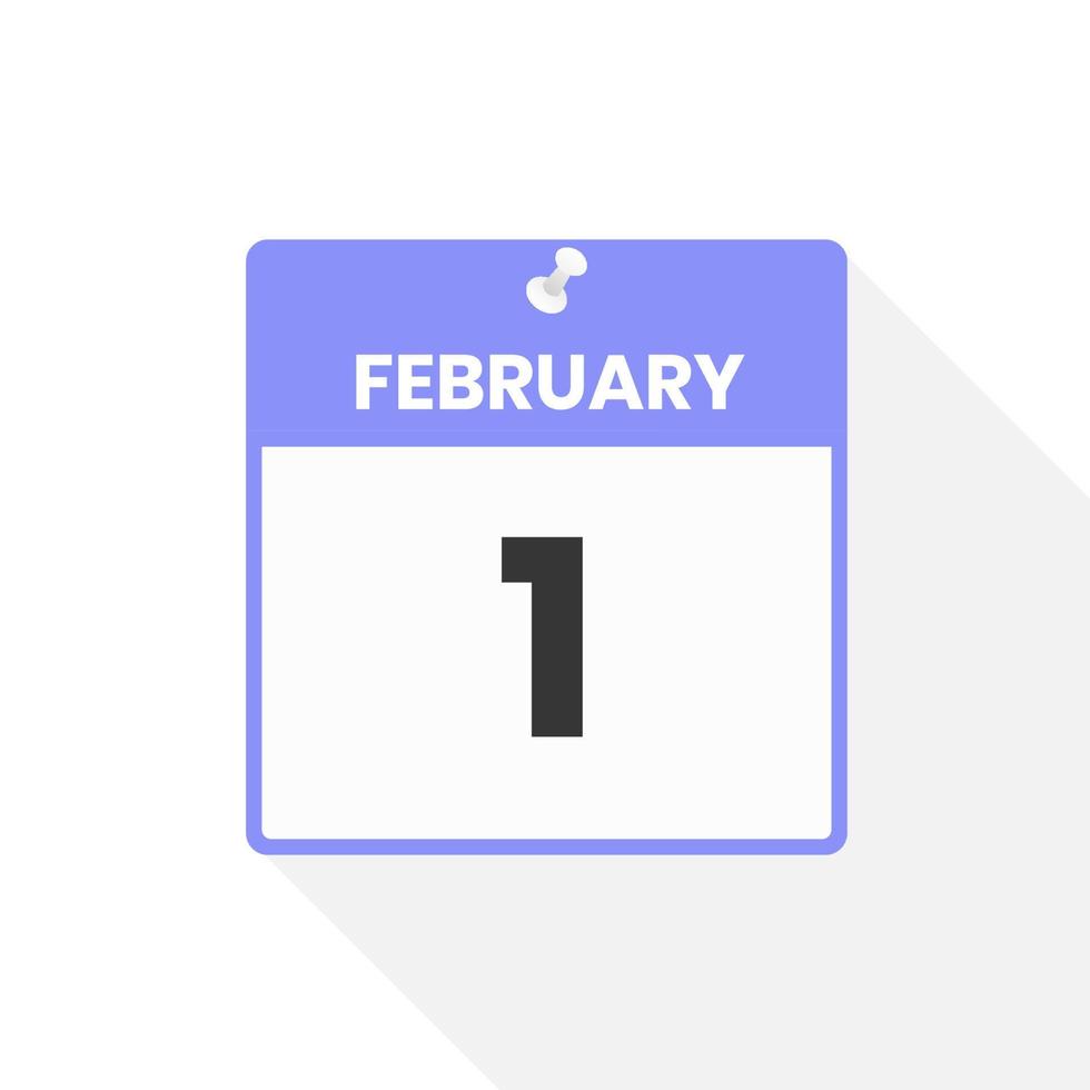 February 1 calendar icon. Date,  Month calendar icon vector illustration