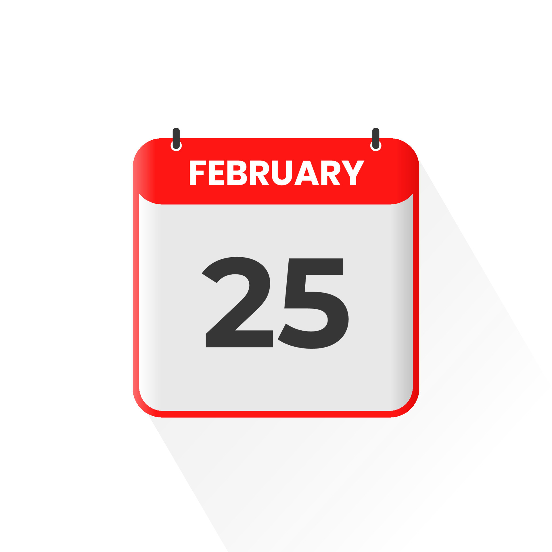 25th February calendar icon. February 25 calendar Date Month icon