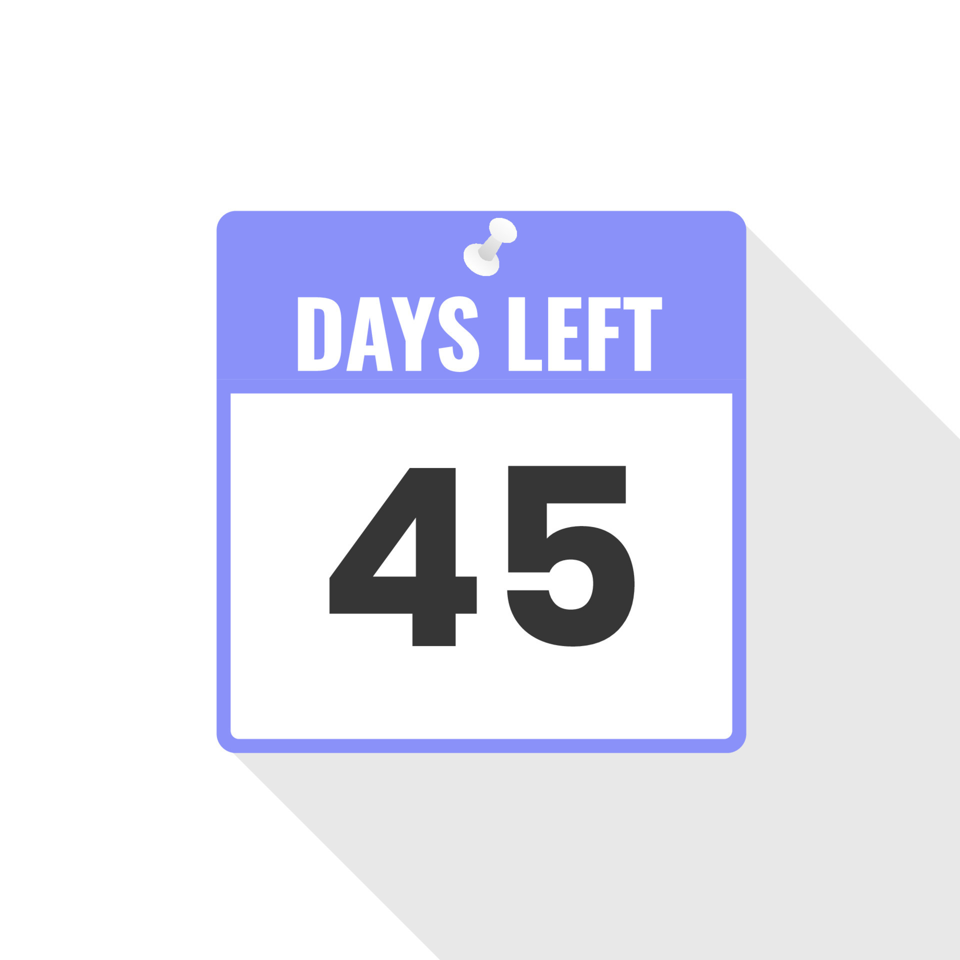 45 Days Left Countdown sales icon. 45 days left to go Promotional