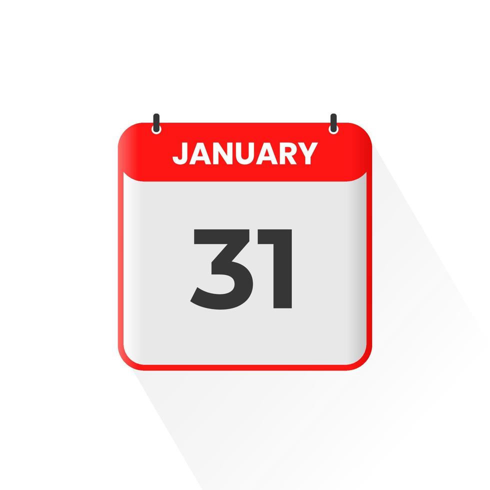 31st January calendar icon. January 31 calendar Date Month icon vector illustrator