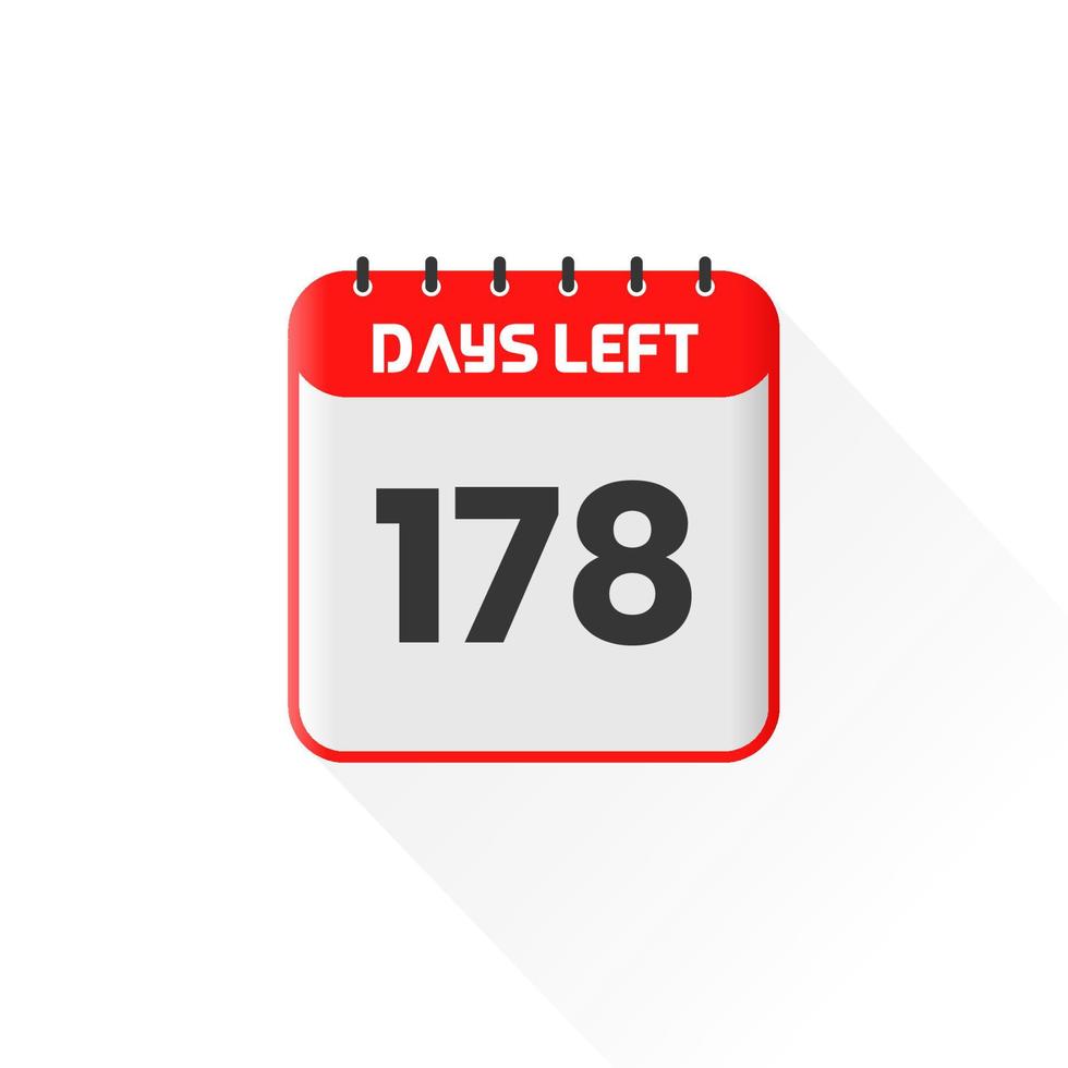 Countdown icon 178 Days Left for sales promotion. Promotional sales banner 178 days left to go vector