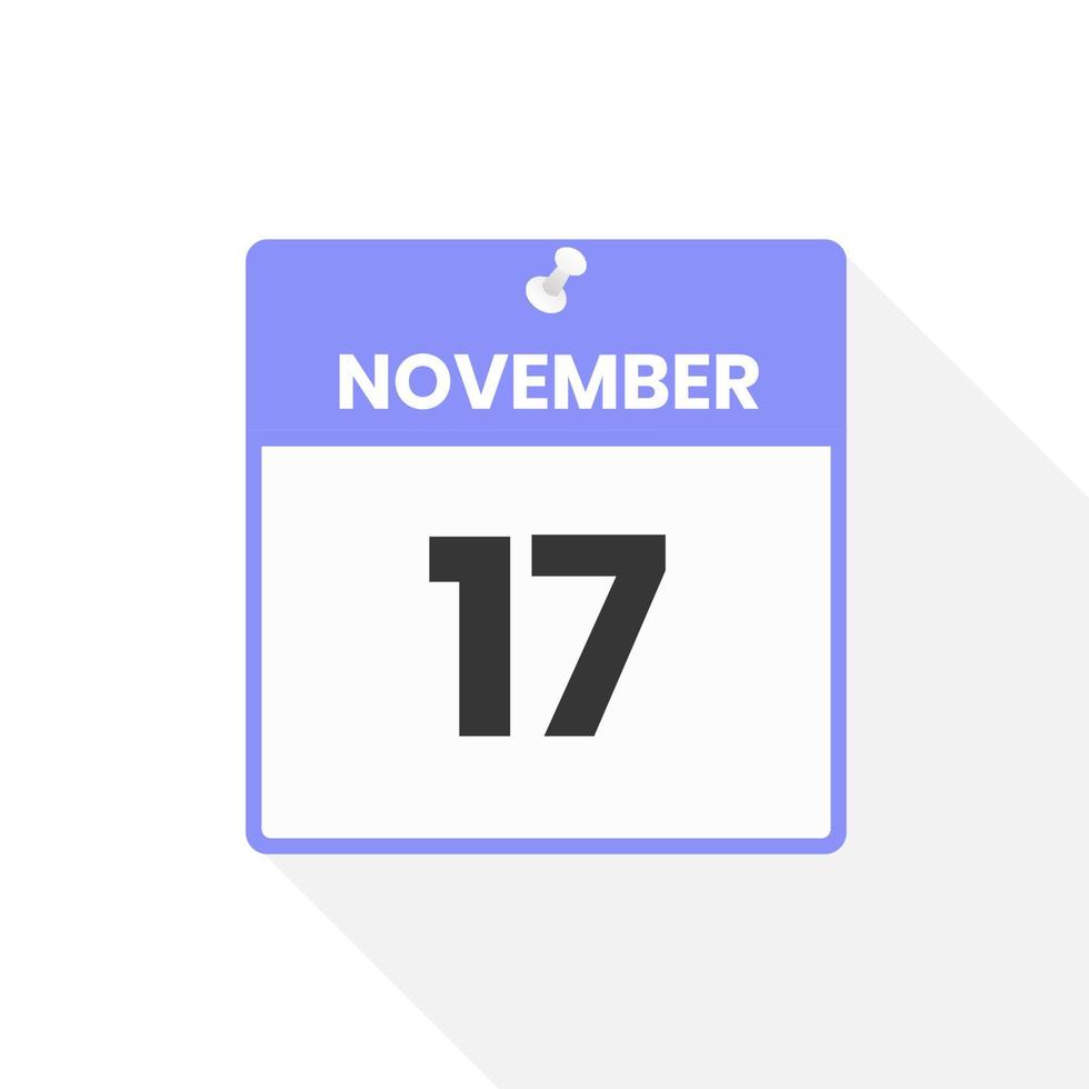 icono de calendario del 17 de noviembre. fecha, mes calendario icono vector ilustración