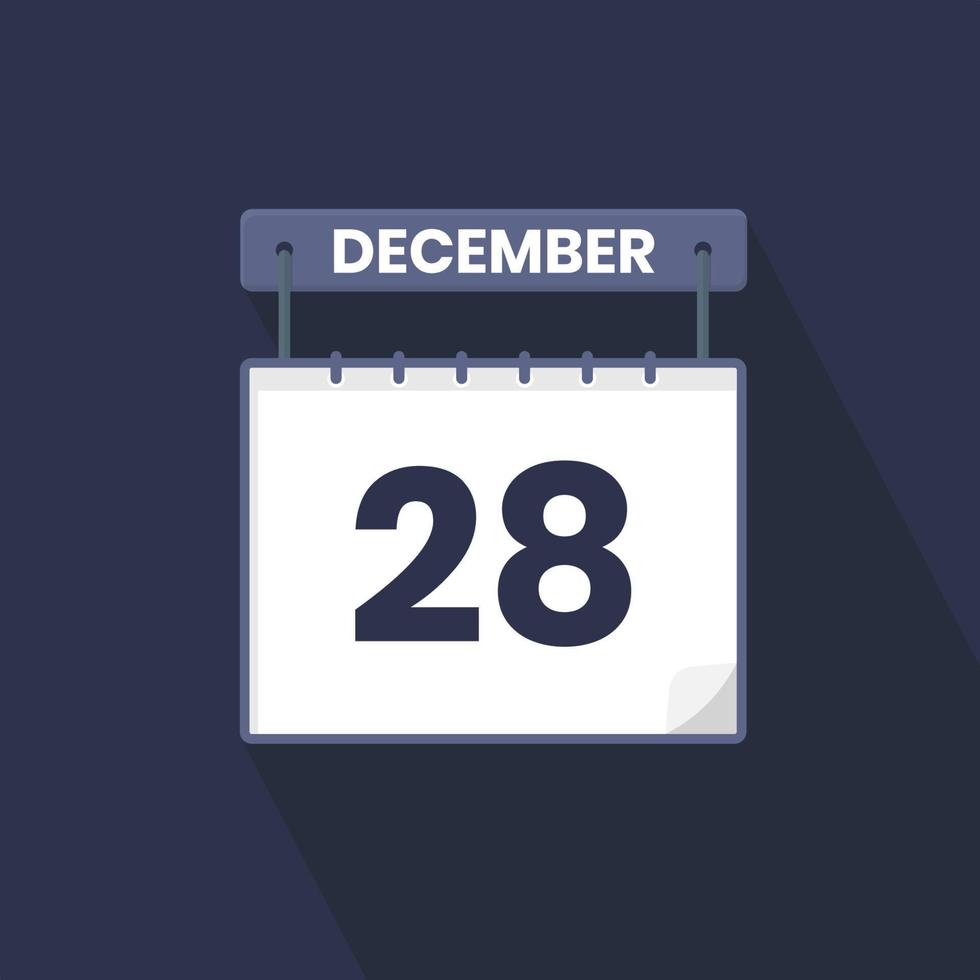 Icono del calendario del 28 de diciembre. 28 de diciembre calendario fecha mes icono vector ilustrador