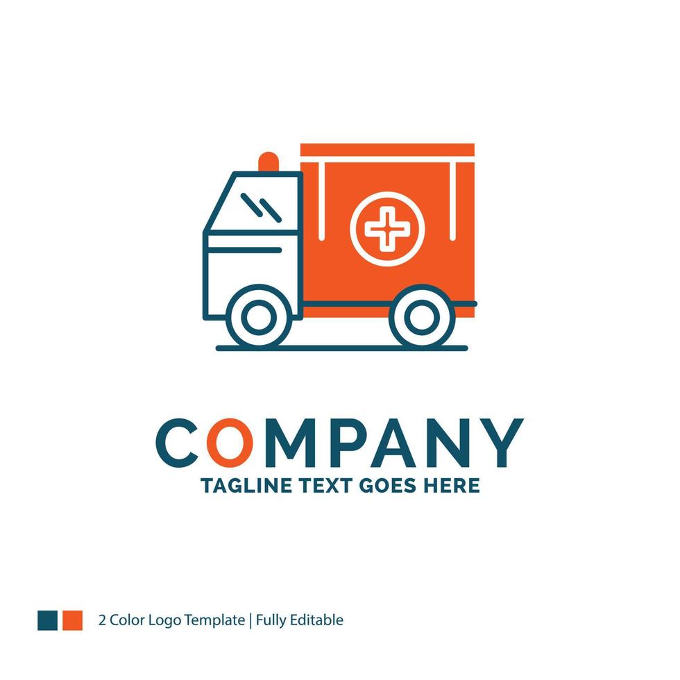 ambulance. truck. medical. help. van Logo Design. Blue and Orange Brand Name Design. Place for Tagline. Business Logo template. vector